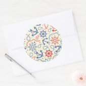 赤と海軍の背景(いかり) ラウンドシール (封筒)