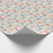 赤と海軍の背景(いかり) ラッピングペーパー (角)