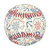 赤と海軍の背景(いかり) 野球ボール (正面)