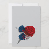 赤と海軍の花の植物幾何学結婚的な 招待状 (裏面)