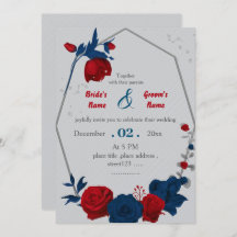 赤と海軍の花の植物幾何学結婚的な