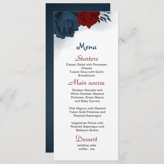 赤と海軍の花は美結婚しい メニュー (正面/裏面)