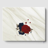 赤と海軍の花グレー植物大理石 ゲストブック (裏面)