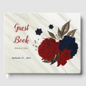 赤と海軍の花グレー植物大理石 ゲストブック (正面)