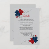 赤と海軍の青い花シルバーシ葉ョー詳細 エンクロージャーカード (正面/裏面)