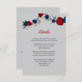 赤と海軍の青い花シルバーシ葉ョー詳細 エンクロージャーカード (正面/裏面)