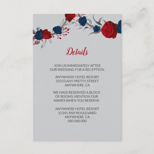 赤と海軍の青い花シルバーシ葉ョー詳細 エンクロージャーカード (正面)