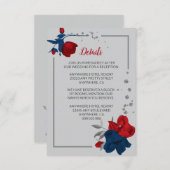 赤と海軍の青い花シルバーシ葉ョー詳細 エンクロージャーカード (正面/裏面)