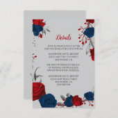 赤と海軍の青い花シルバーシ葉ョー詳細 エンクロージャーカード (正面/裏面)