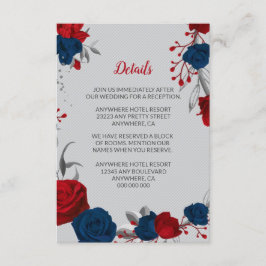 赤と海軍の青い花シルバーシ葉ョー詳細 エンクロージャーカード