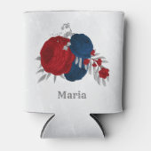 赤と海軍の青い花シルバーボタニ結婚ーズ 缶クーラー (正面)