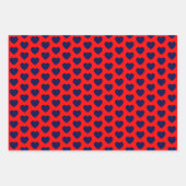 赤と海軍の青のハートラッピング紙シート ラッピングペーパーシート (正面2)