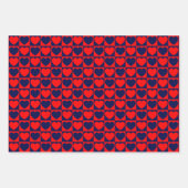 赤と海軍の青のハートラッピング紙シート ラッピングペーパーシート (正面)