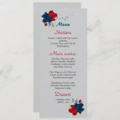 赤と海軍の青の花の植物性結婚の メニュー (正面/裏面)