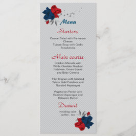赤と海軍の青の花の植物性結婚の メニュー