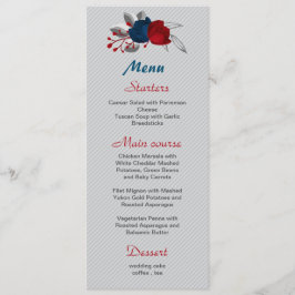 赤と海軍の青の花の植物性結婚の メニュー