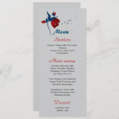 赤と海軍の青の花の植物性結婚の メニュー (正面/裏面)