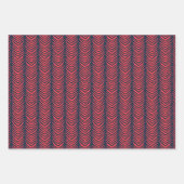 赤と海軍ストライプのクリスマスにボホシェブロンのクリスマス ラッピングペーパーシート (正面)