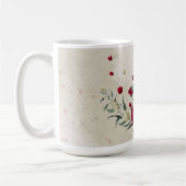 赤と淡い黄色の花と緑の葉 コーヒーマグカップ (左)