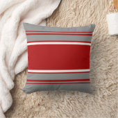 赤と灰色のクリスマスストライプの クッション (ブランケット)
