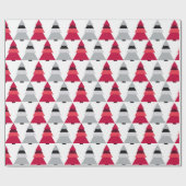 赤と灰色のクリスマスツリーギフトラッピング紙 ラッピングペーパー (フラット)