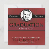 赤と灰色のスタイリッシュ卒業式とフォト招待状 招待状 (正面)
