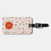 赤と灰色のテラゾモノグラム ラゲッジタグ (正面横)