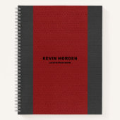 赤と灰色のフェイク革 ノートブック (正面)