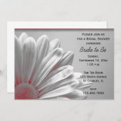 赤と灰色のフローラハイライトブライダルシャワー 招待状 (正面/裏面)