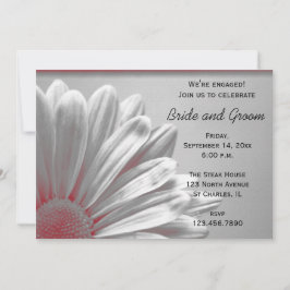 赤と灰色のフローラハイライト婚約パーティ 招待状