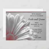 赤と灰色のフローラハイライト婚約パーティ 招待状 (正面/裏面)