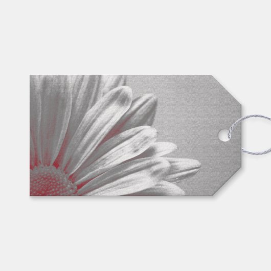 赤と灰色のフローラハイライト結婚式の引き出物ラベル ギフトタグ (正面(横))