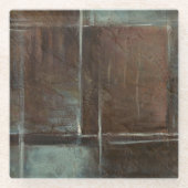 赤と灰色のレンガの壁 ガラスコースター (正面)