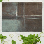 赤と灰色のレンガの壁 キッチンタオル (折り畳み)