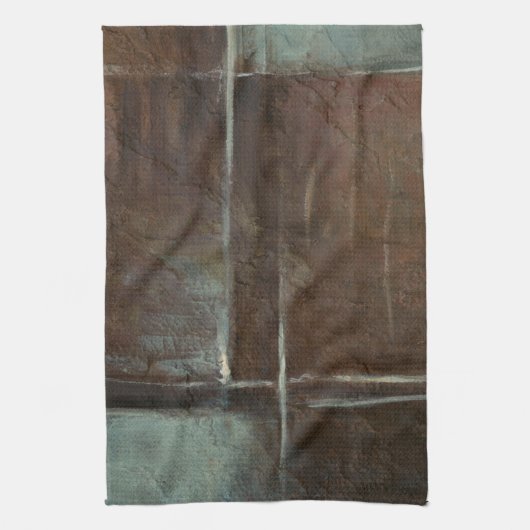 赤と灰色のレンガの壁 キッチンタオル (縦)