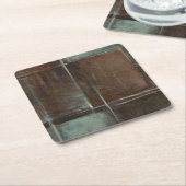 赤と灰色のレンガの壁 スクエアペーパーコースター (アングル)