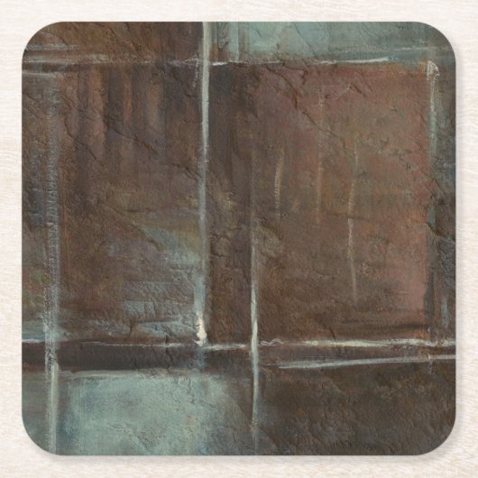 赤と灰色のレンガの壁 スクエアペーパーコースター (正面)