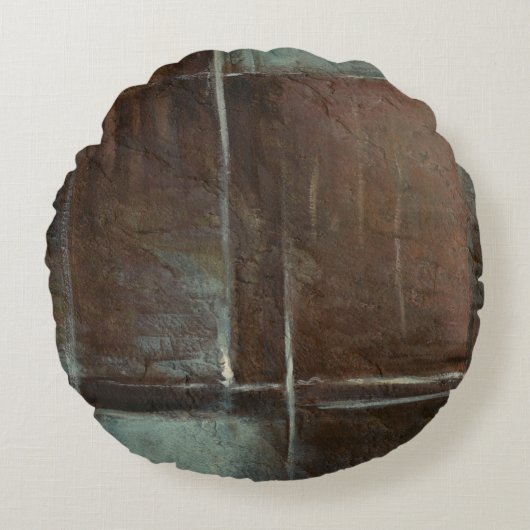 赤と灰色のレンガの壁 ラウンドクッション (正面)