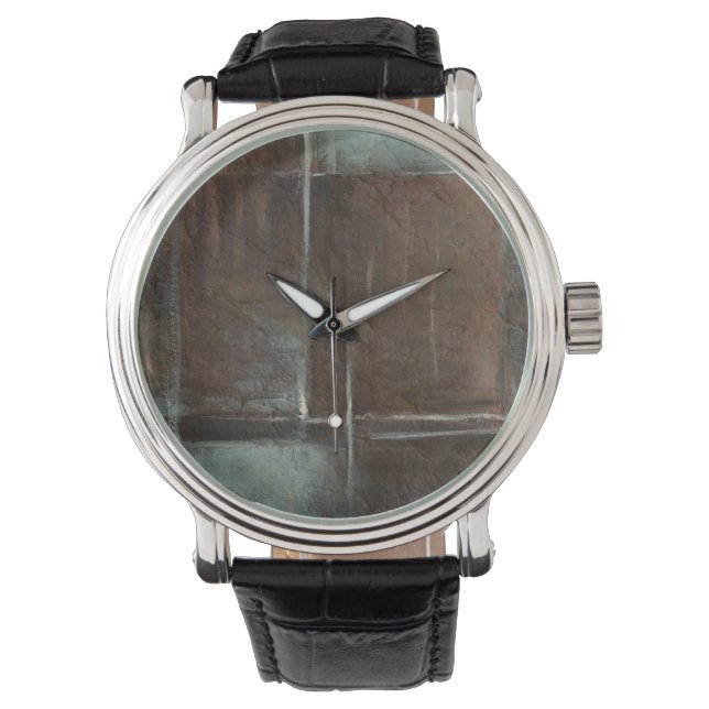 赤と灰色のレンガの壁 腕時計 (正面)