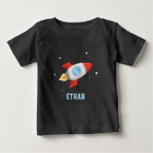 赤と灰色のロケットが宇宙へ ベビーTシャツ (正面)