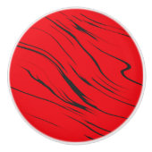 赤と灰色の抽象芸術 セラミックノブ (正面)