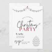 赤と灰色の書道クリスマスパーティー 招待状 (正面/裏面)