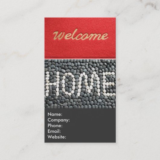 赤と灰色の歓迎ホーム実在エステートエージェント 名刺 (正面)
