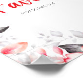 赤と灰色の水の色の花の好意を取る ポスター (角)