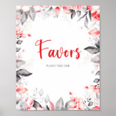 赤と灰色の水の色の花の好意を取る ポスター (正面)