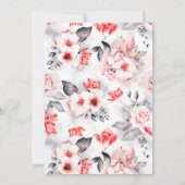 赤と灰色の水の色の花ブライダルブランチ 招待状 (裏面)