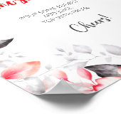 赤と灰色の水の色の花ミモサバー標識 ポスター (角)