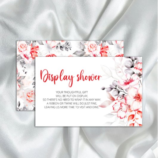 赤と灰色の水彩の花がシャワーを表示 便箋