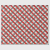 赤と灰色の水色の格子模様 ラッピングペーパー (フラット)
