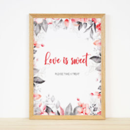 赤と灰色の水色の花の愛は甘い ポスター